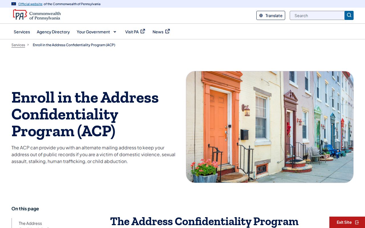 Philadelphia residents directory Pennsylvania Address Confidentiality Program information