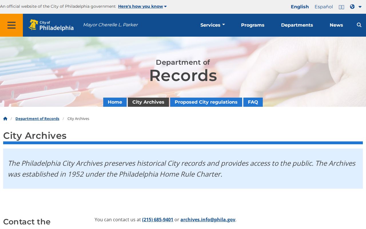 Philadelphia city directory City Archives holdings information