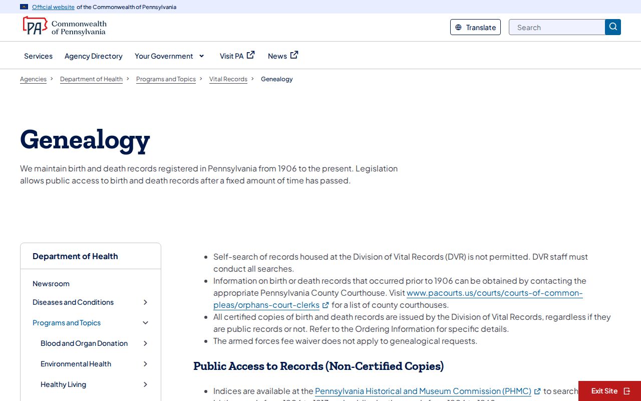 Philadelphia resident lookup Pennsylvania genealogy vital records guide