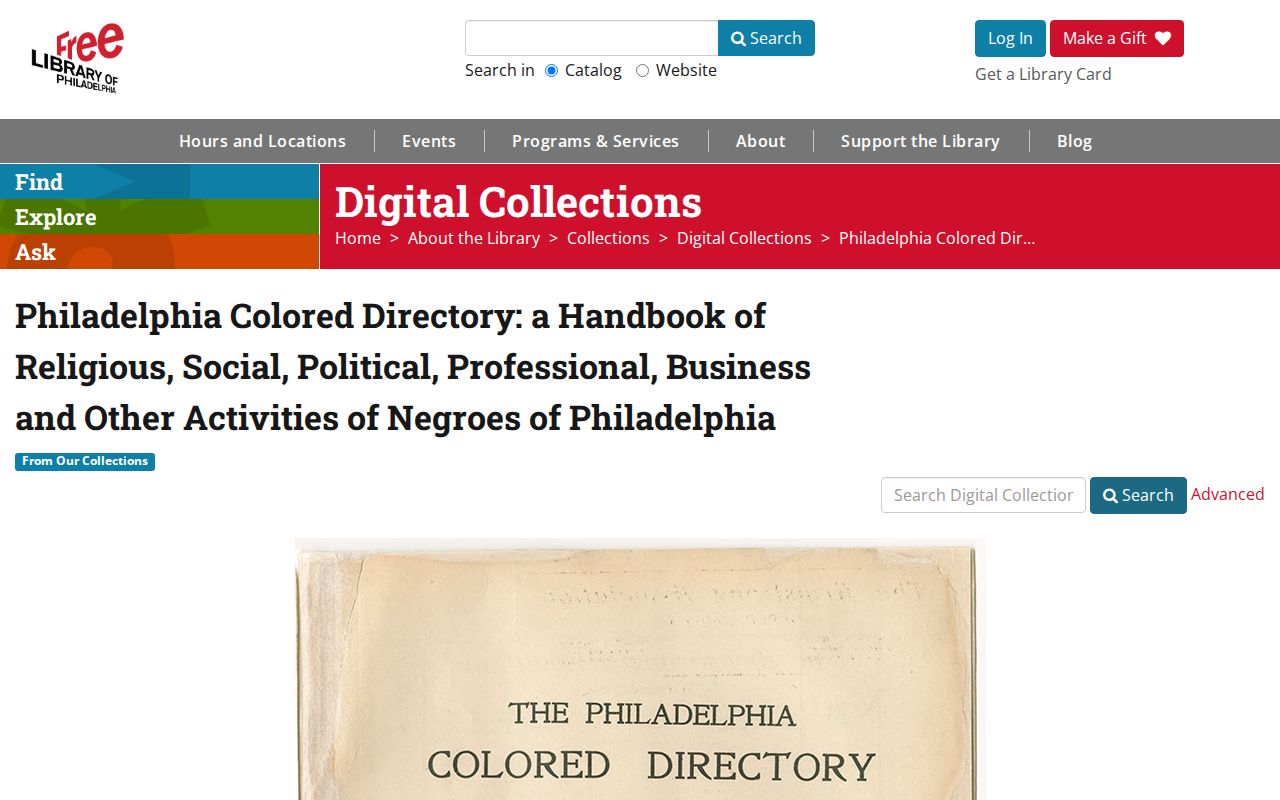 Philadelphia city directory digitized 1910 collection interface