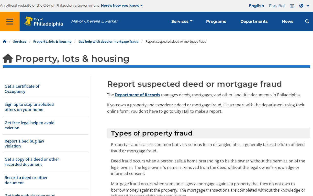 Philadelphia neighbors property-record caution through the City deed fraud reporting service